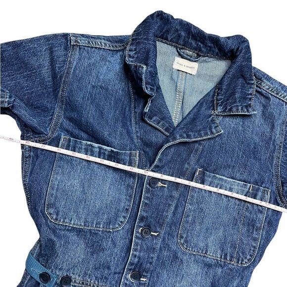 SAINTS & HEARTS Kobe Utility Denim Jumpsuit Blue Size Small - Picture 10 of 13